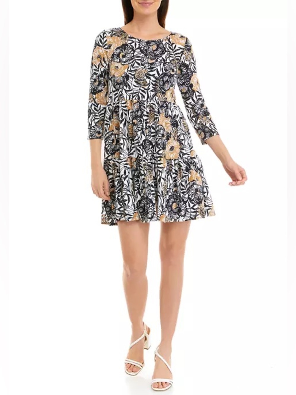 Lilly Pulitzer Geanna Swing Dress in “Onyx” Black Tan Botanical M Medium Cotton